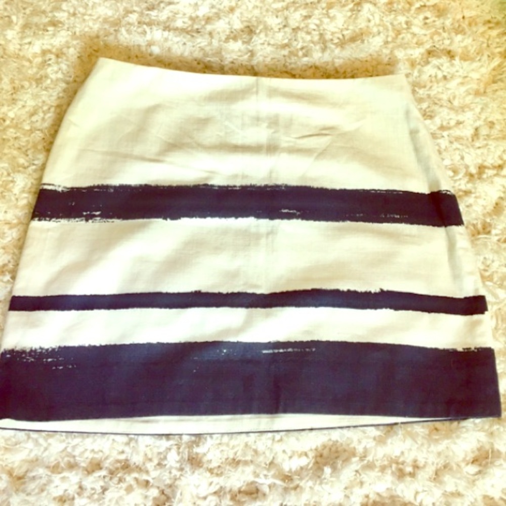J Crew Navy Painted Stripe Mini Skirt
